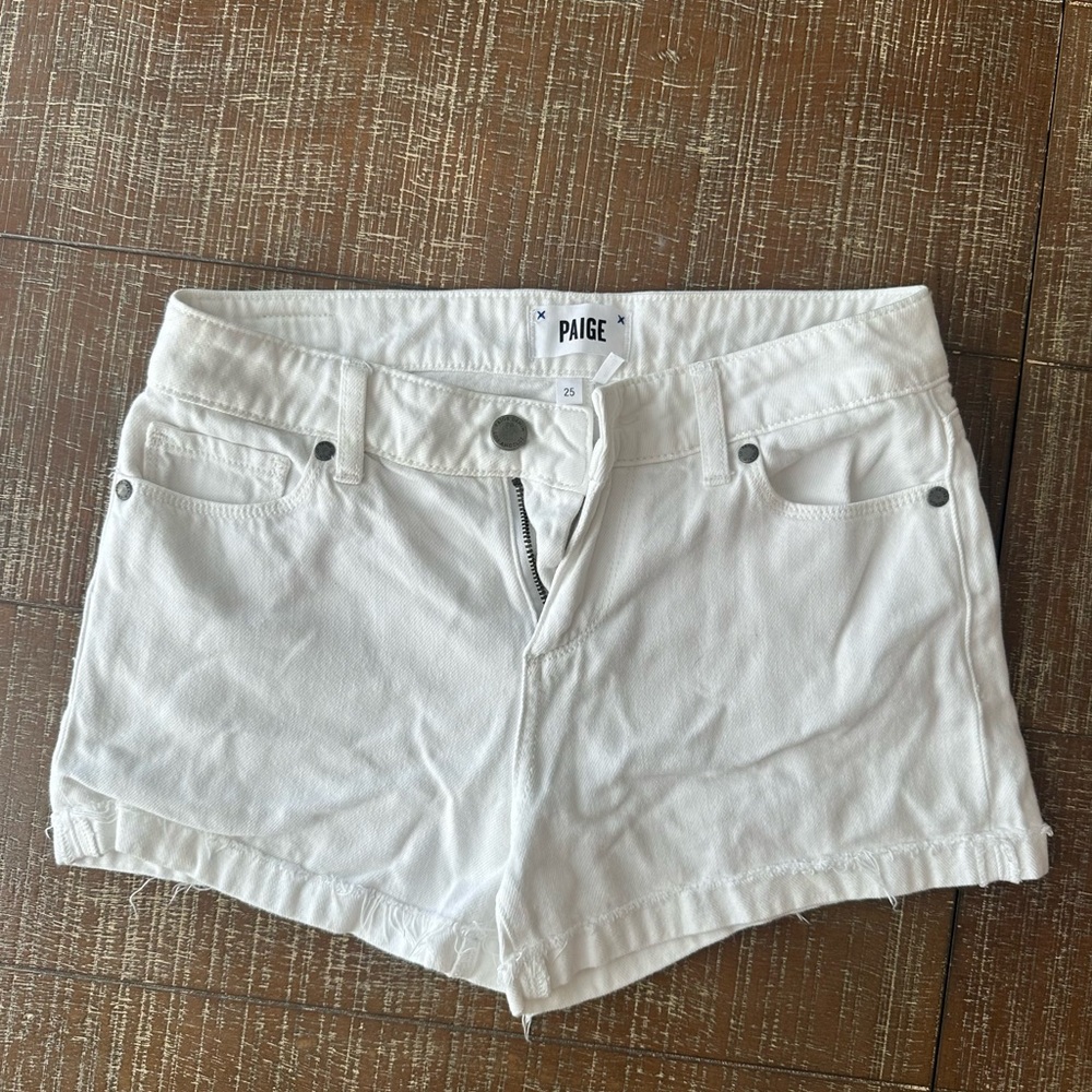 PAIGE Women's Cream Jean Shorts
